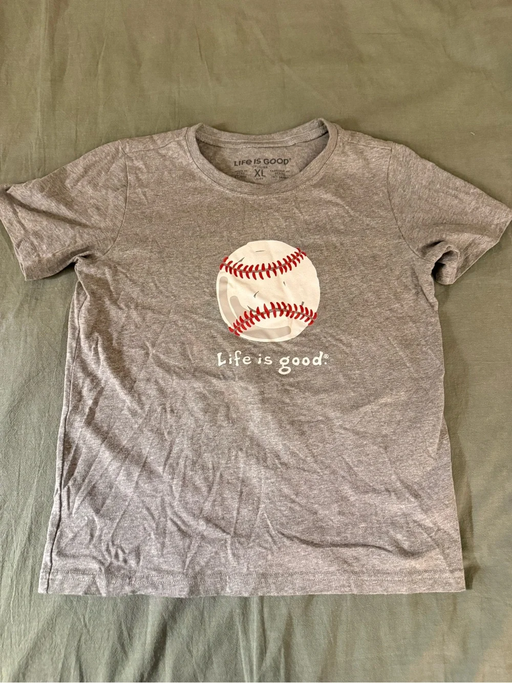 Life is Good Kids' Gray Baseball Graphic Tee